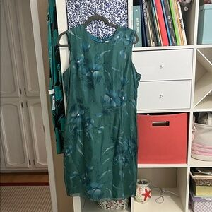Liz Claiborne Teal Floral Midi Dress